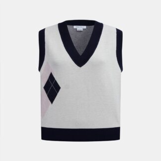 Argyle Pattern Contrast Trim Sweater Vest