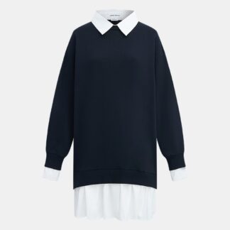 Contrast Fabric Drop Shoulder Midi Dress