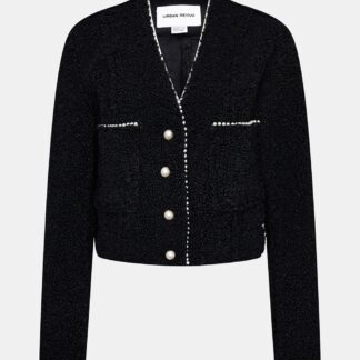 Faux Pearl Button Dual Pocket Jacket