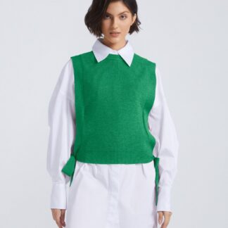 Crew Neck Mid-Length Knitted Vest (PRE-ORDER)